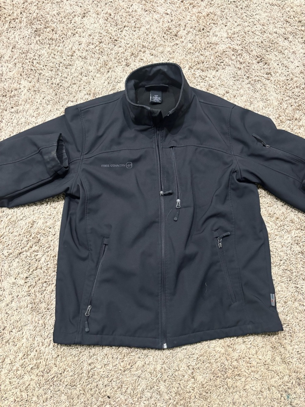 Free Country Men's Black Softshell Raincoat with Zipper Pockets